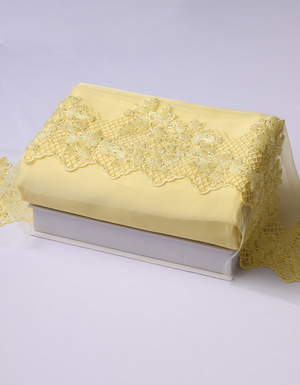 Beaded Border Lace Mix and Match - (Yellow) + Satin (Yellow)